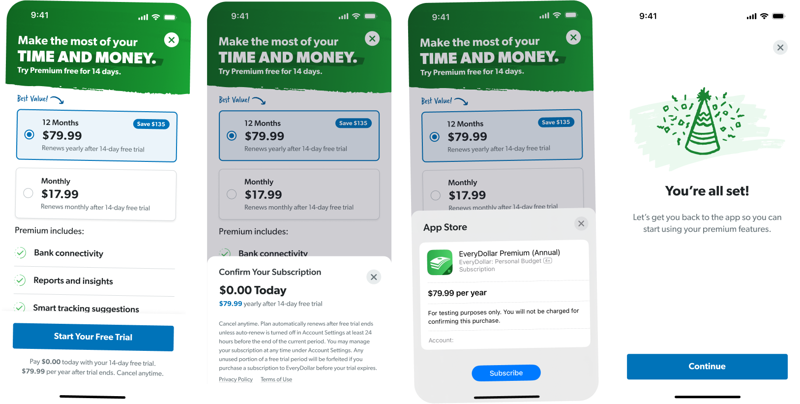EveryDollar premium subscription paywall flow