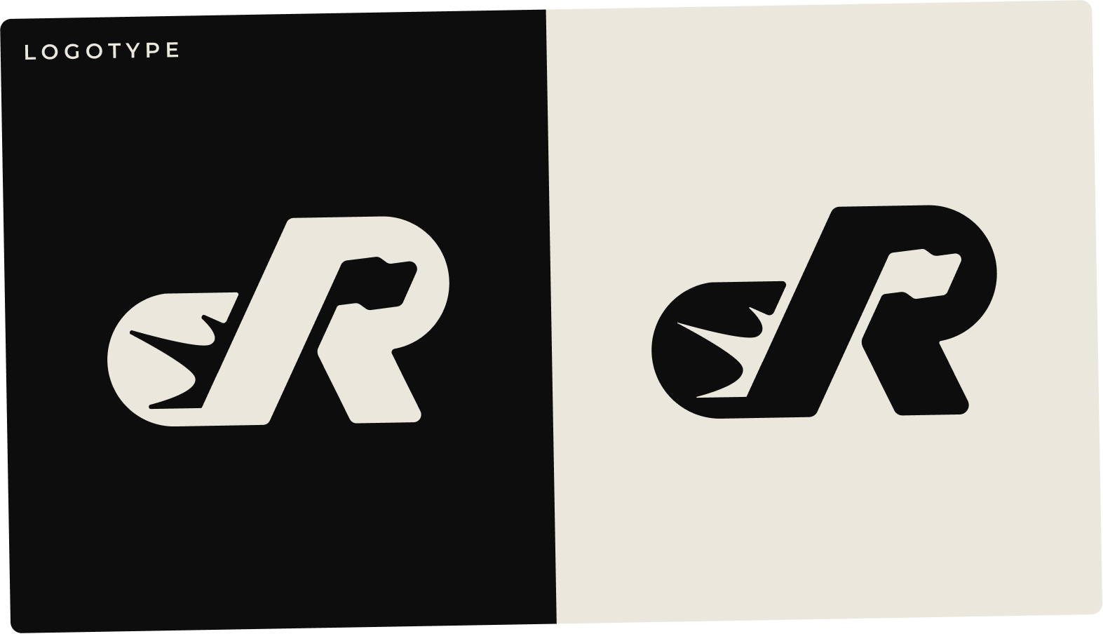 RaceRunners logotype on black and cream backgrounds
