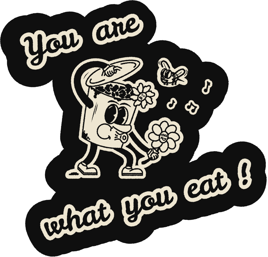 You Are What You Eat illustrated sticker design
